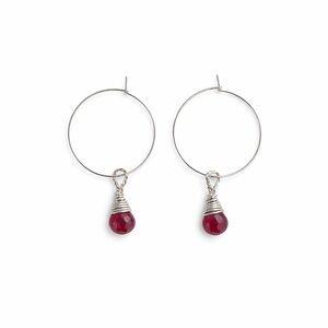 HP1190 S925 Ruby Hoop Earrings